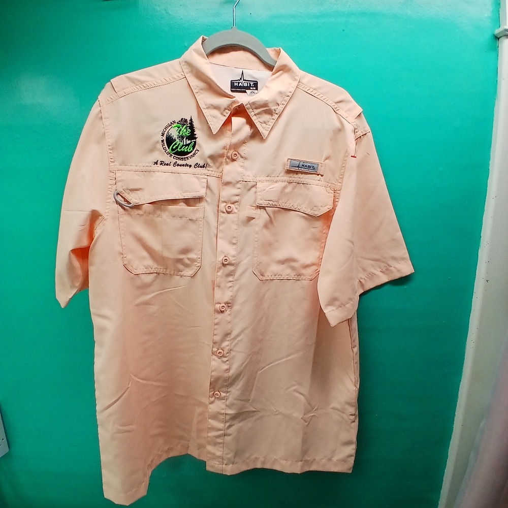 HABIT Mens Tropical Peach Short‎ Sleeve Fishing Shirt Solar Factor M/M